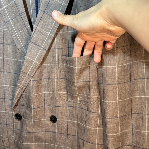 Frank and Oak Laurier Fit Linen Double Breasted Sports Coat Blazer size 38R - Picture 2 of 12